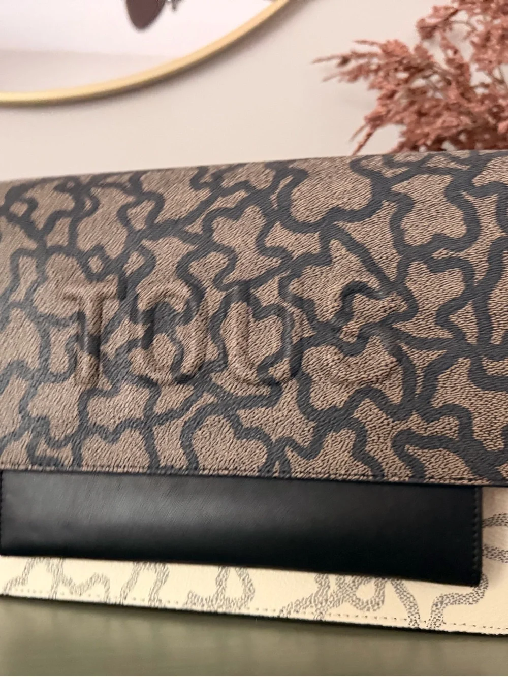Tous Chain-Accent Patterned Crossbody Bag
